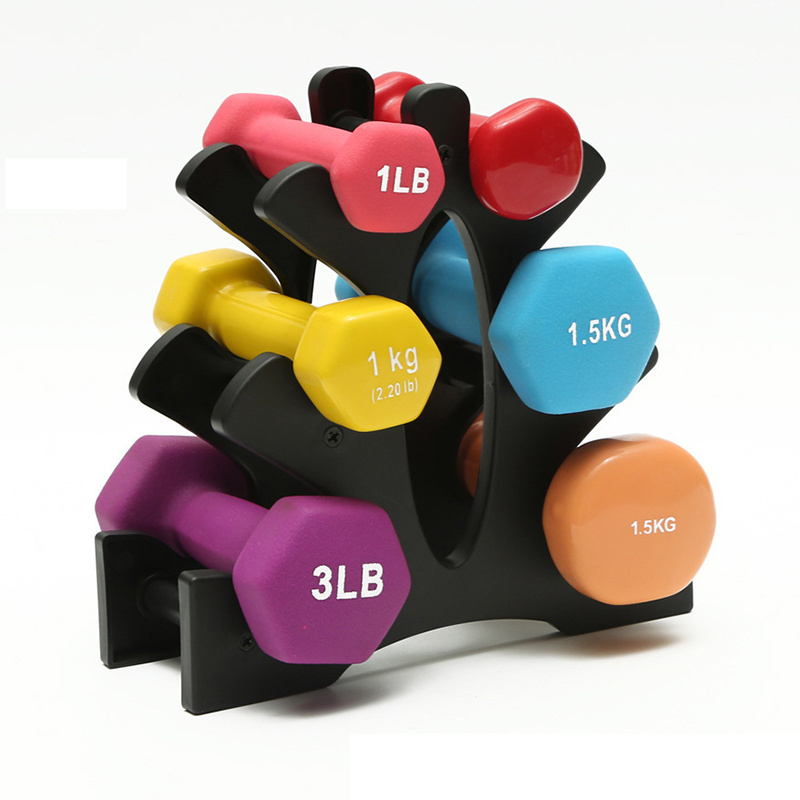 Portable Weight Lifting Hex Dumbbell Floor Bracket 3 Tier Dumbbell Weights Storage Rack Stand