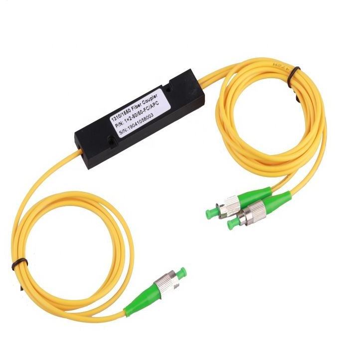 FTTH Steel Tube PLC 1x2 Singlemode Splitter FC APC Fiber Optic Splitter Coupler