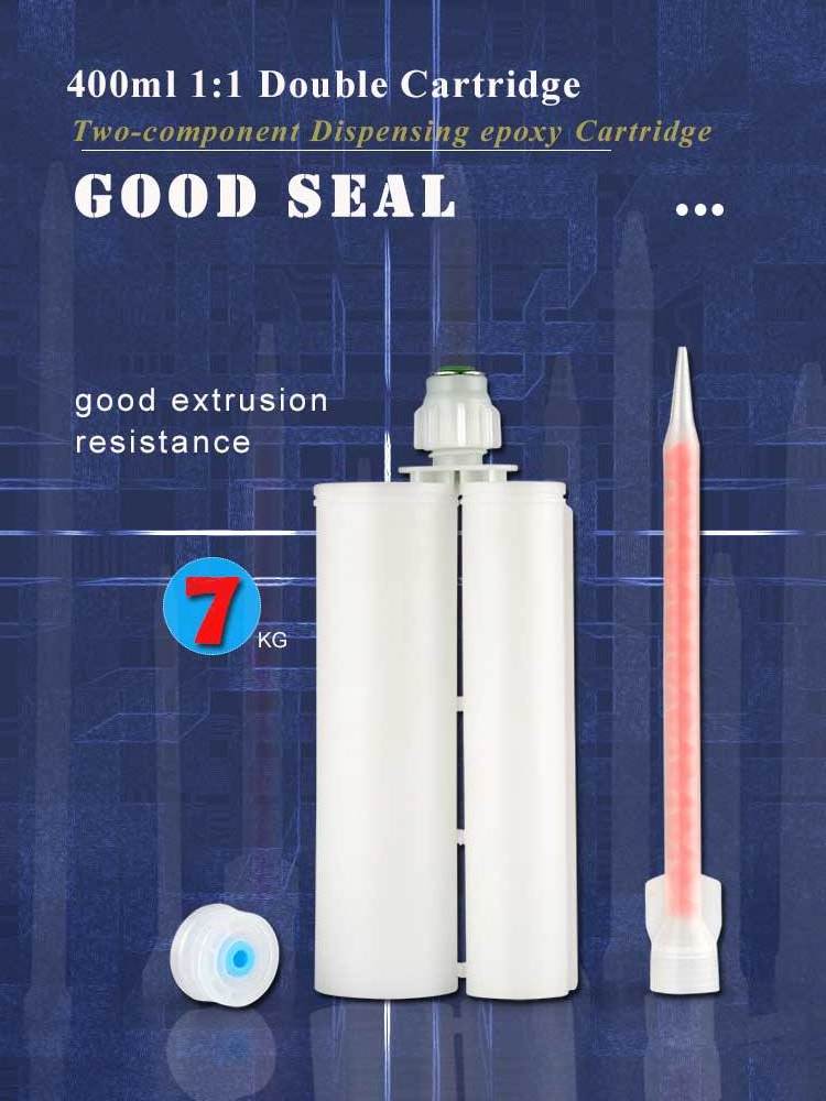 High quality 400ml 2:1 two-component epoxy dispensing barrel two part syringe cartridge for ab glue