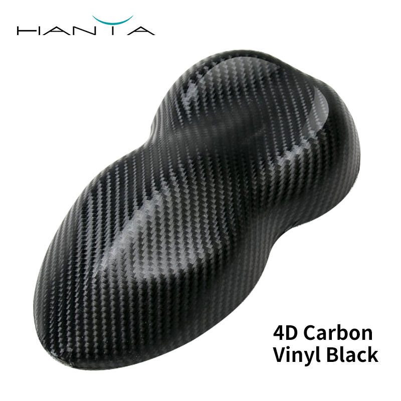 Interior and exterior 1.52 x28m Air Free Bubble gloss black  PVC Film Wrap 4D Carbon Fiber Vinyl