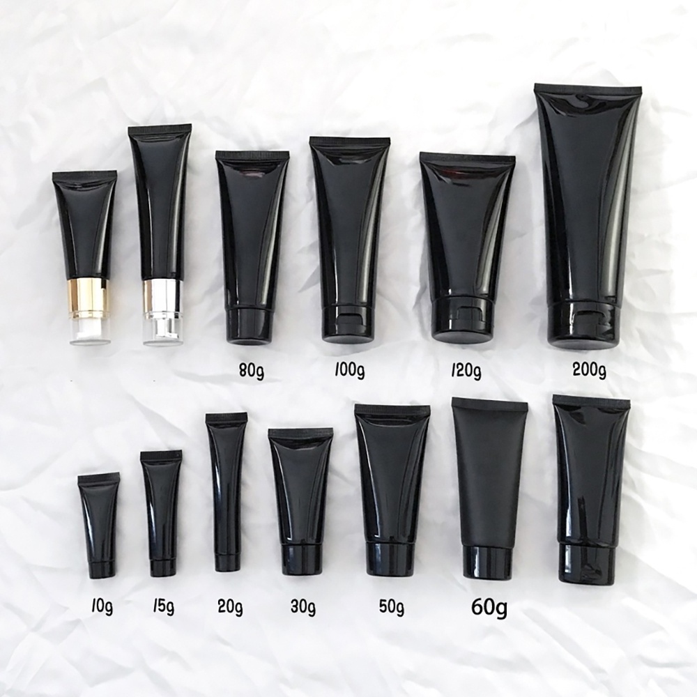 Black Plastic Soft Bottle Squeeze Tube Lotion Cream Packaging Empty Tube 10ml 30ml 50ml 100ml 200g