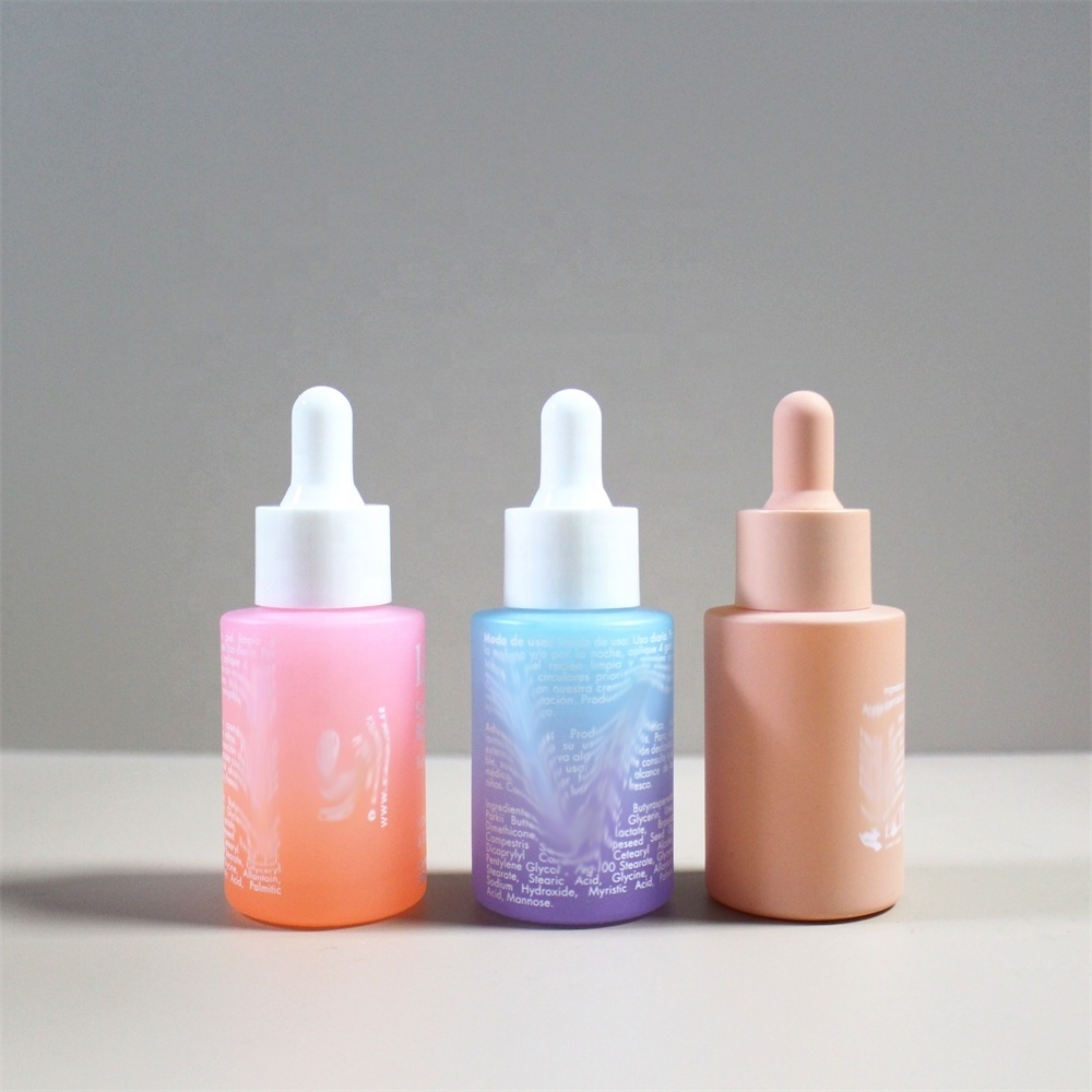 Cosmetic Packaging 30ml 50ml 100ml Hair Oil Essential Oil Perfume Pink Blue Green Glass Dropper Bottle For Skin Care Packaging