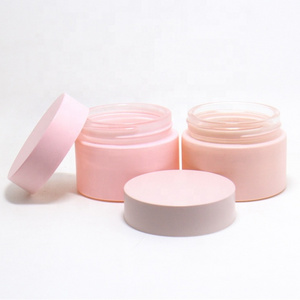 Cosmetic packaging OEM pink matte frosted 5g 10g 20g 30g 50g 100g glass cream jar with lid