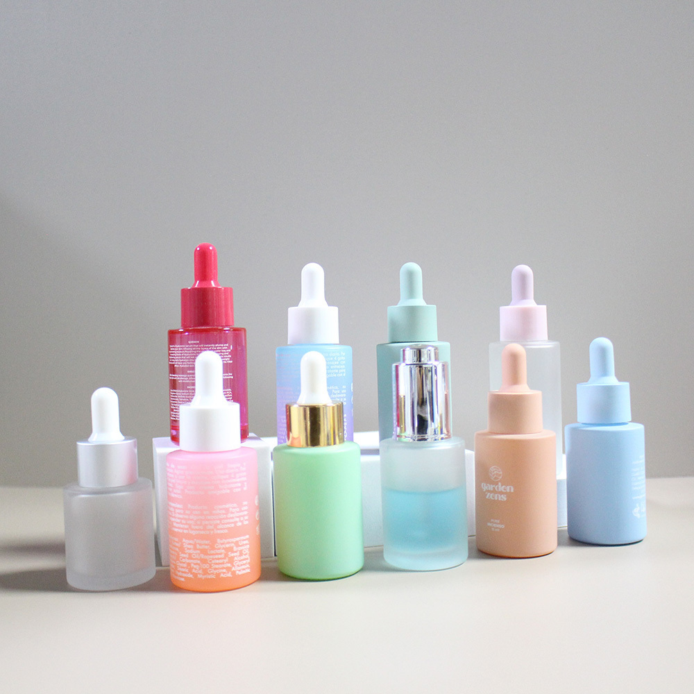 Cosmetics packaging containers 30ml frosted cosmetic glass serum 1oz lotion pump glass oil dropper bottle