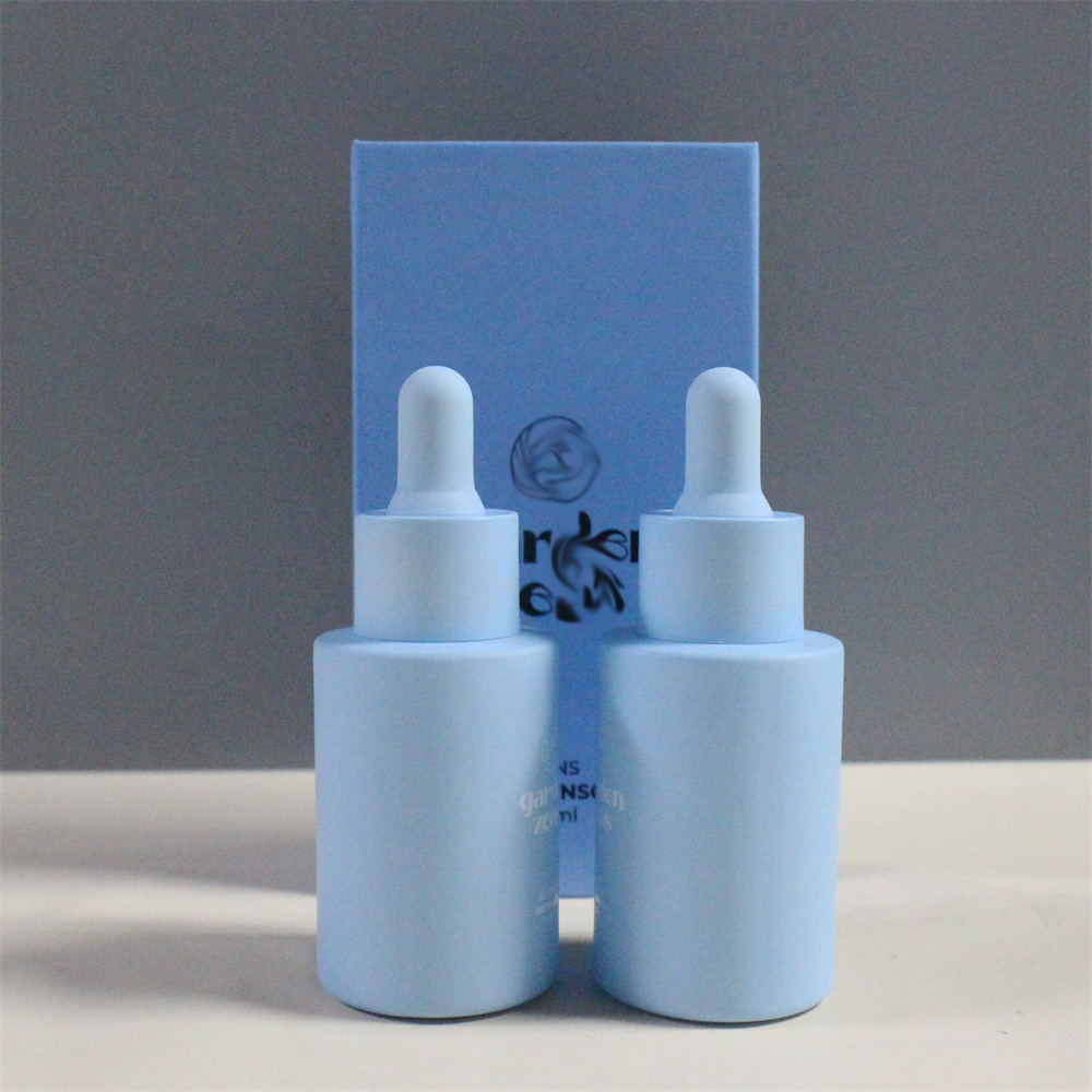 High Quality Frosted Cylinder Customized Essential Oil Lotion Cosmetic1oz  Pink Glass Dropper Bottle 30ml with box