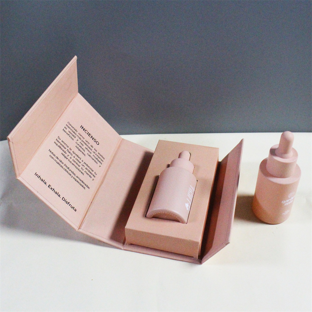 High Quality Frosted Cylinder Customized Essential Oil Lotion Cosmetic1oz  Pink Glass Dropper Bottle 30ml with box