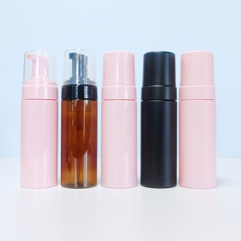 Pink Frosted Custom Foam 150ML Cleanser Foamer Mousse Soap Dispenser Foam Pump Pet Bottles