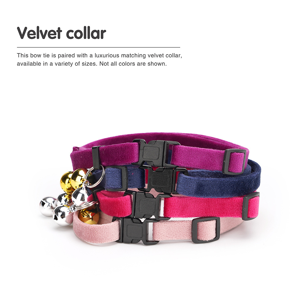 Personalized Velvet Collar Dog Luxury Dog printed Pet Accessories Bow Tie Leash Customized Color Velvet Dog Cat Collar