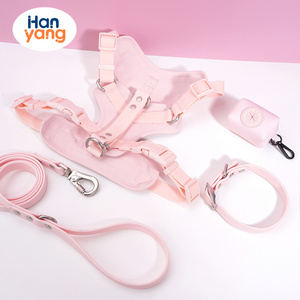 HanYang OEM Custom wholesale dog harness manufacturers heavy duty luxury designer waterproof PVC dog harness & Leash&Collar set