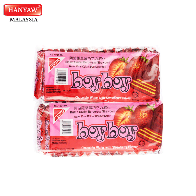 [Malaysia] Fast Shipping + Halal Certified Apollo Boy Boy Chocolate Wafer With Strawberry (10gm X 60  pcs X 10 bag/Ctn)