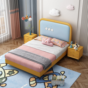 Modern Fashion Unique Design Cute Yellow Grey Leather Fabric Penguin Of Loft Bed Kid Baby Bedding Set Luxury