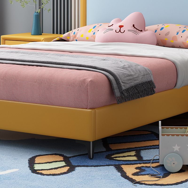 Modern Fashion Unique Design Cute Yellow Grey Leather Fabric Penguin Of Loft Bed Kid Baby Bedding Set Luxury