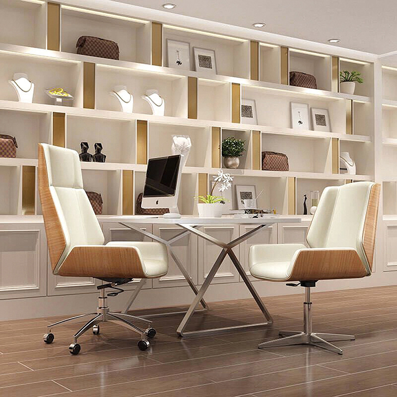 HANYEE Luxury Office Furniture Customized Manager Negotiation Work Chair Office Modern Pu Leather Wooden Office Chairs