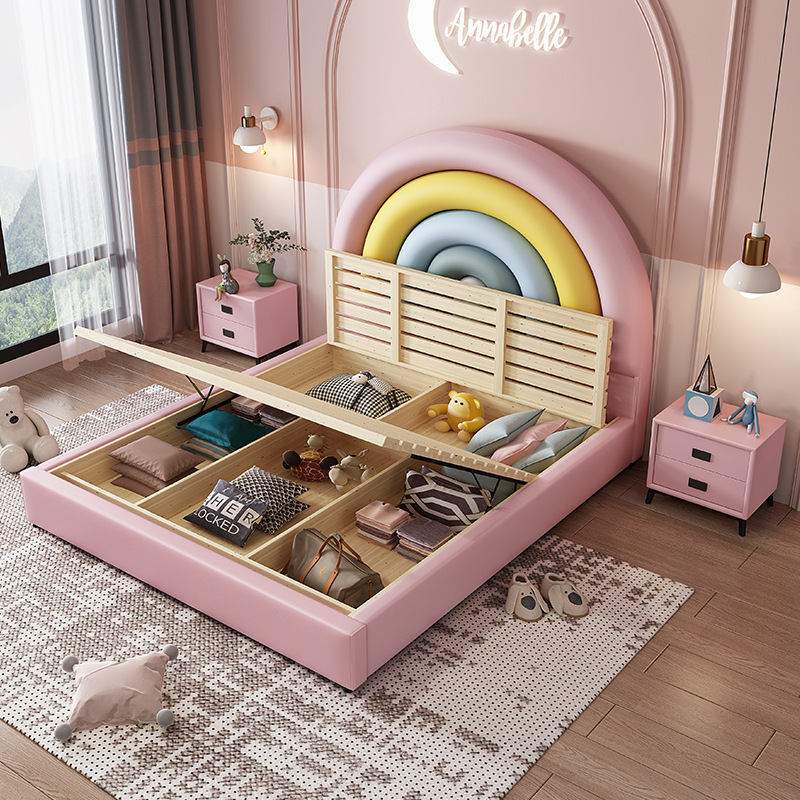 HANYEE Customized Nordic Kid'S Furniture Cartoon 2m Princess Boys And Girls Kid' Rainbow Bed