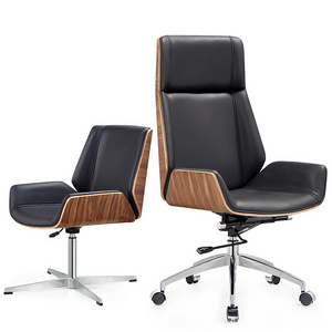 HANYEE Luxury Office Furniture Customized Manager Negotiation Work Chair Office Modern Pu Leather Wooden Office Chairs