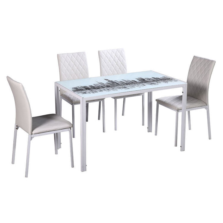 HANYEE Free Sample Cheap Classic 4 Seater Yi Modern Fiber Glass Top Dining Table Set/Dining Table and Chair