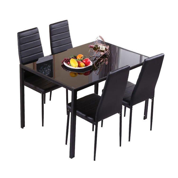 HANYEE Free Sample Cheap Classic 4 Seater Yi Modern Fiber Glass Top Dining Table Set/Dining Table and Chair