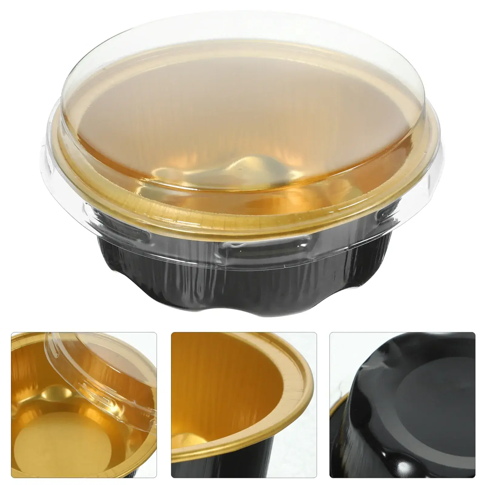 100pcs Mini Cake Pans With Lids Aluminum Foil Ramekin Mold Baking Cups For Individual Cake