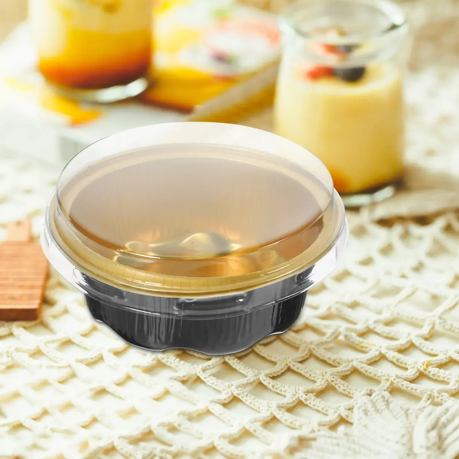 100pcs Mini Cake Pans With Lids Aluminum Foil Ramekin Mold Baking Cups For Individual Cake