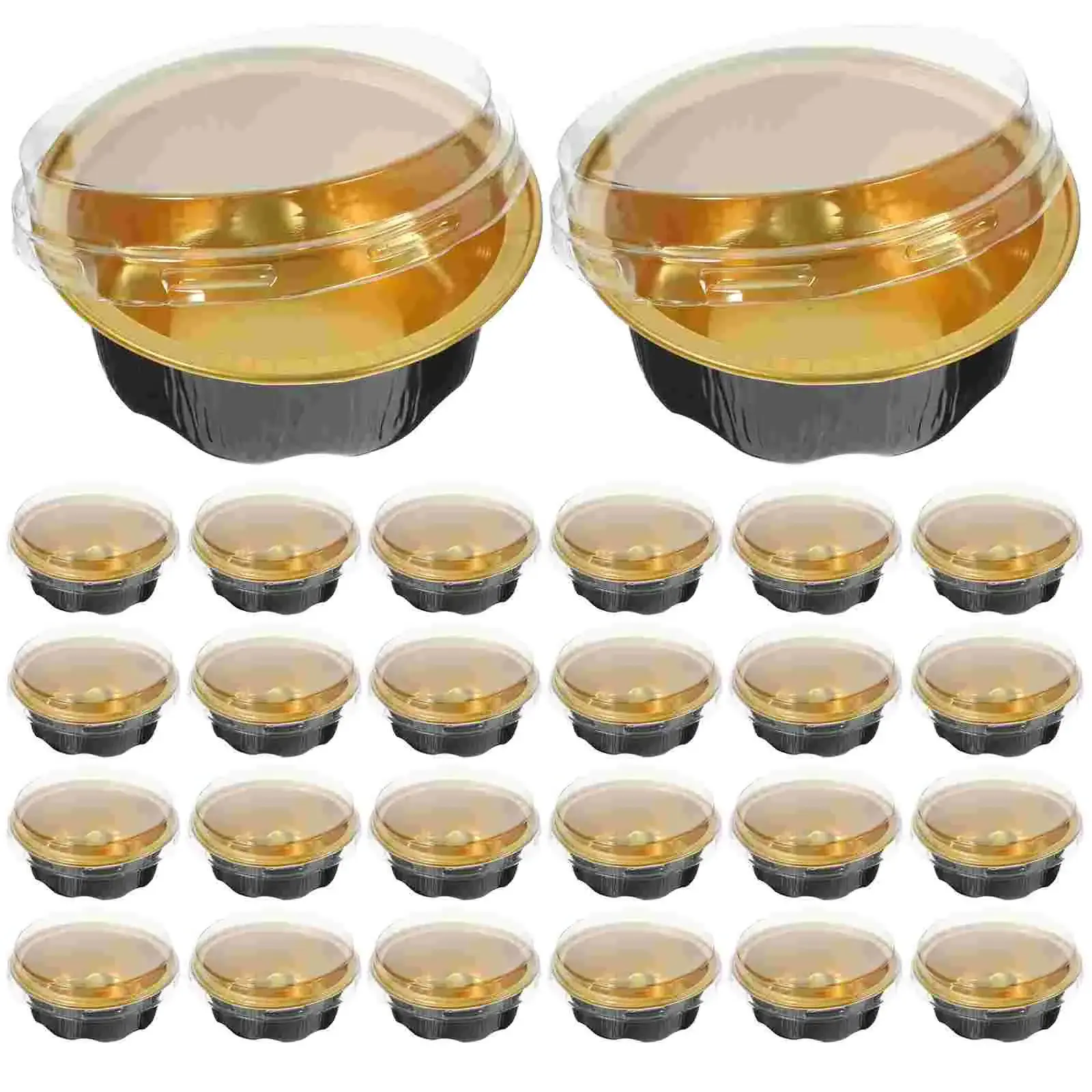 100pcs Mini Cake Pans With Lids Aluminum Foil Ramekin Mold Baking Cups For Individual Cake