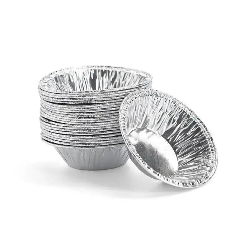 New 100pcs Disposable Aluminum Foil Tart Pan Mini Pot Plate Tin Pie Bake Tart Pan Tray O0f0