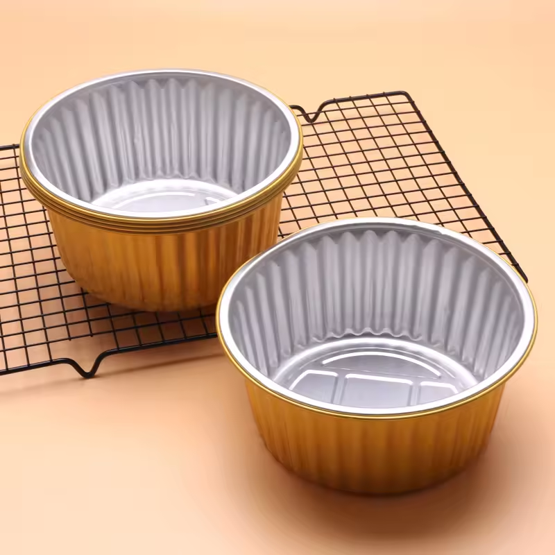 OEM Package Disposable Round Foil Cake Baking Aluminum Tray with Lids Thick Foil Box Food Aluminum Foil Container for Cakes