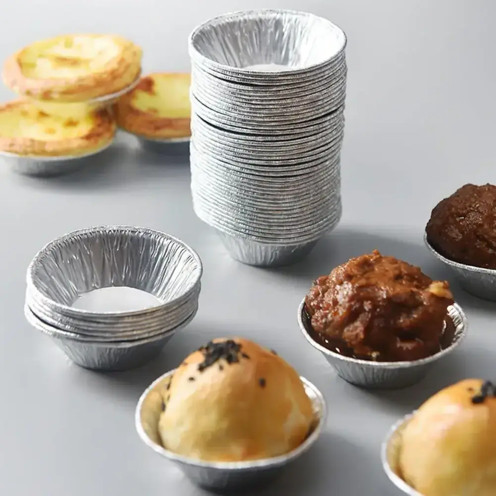 New 100pcs Disposable Aluminum Foil Tart Pan Mini Pot Plate Tin Pie Bake Tart Pan Tray O0f0