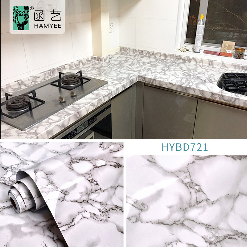 Self Adhesive Vinyl Contact Paper Pvc Peel and Stick Wallpaper Marble Pattern Waterproof 3D Wall Paper For Kitchen Bathroom