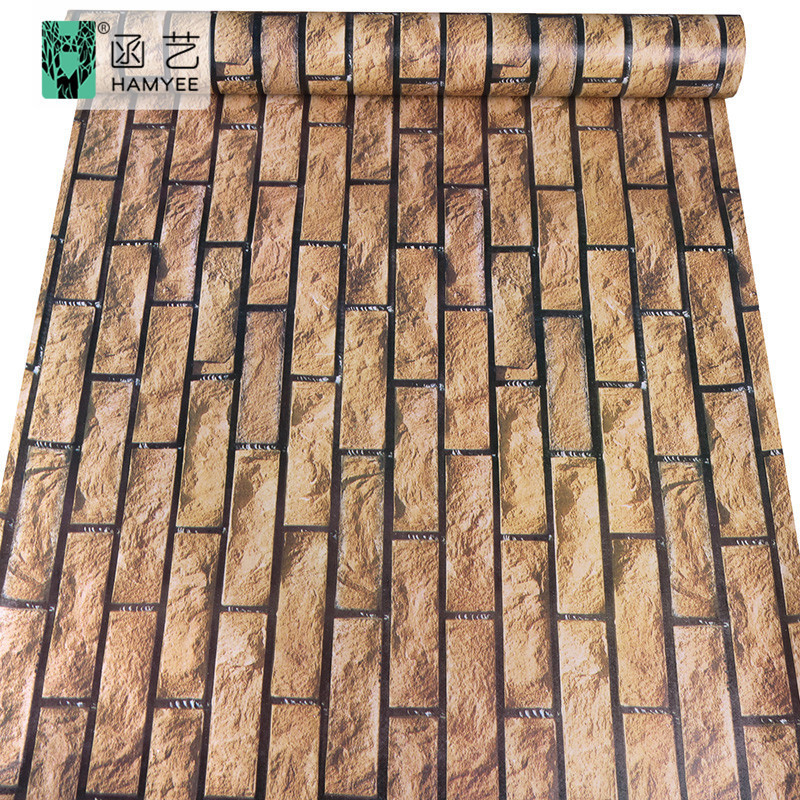 Peel and Stick Self Adhesive 3D Rock Wallpaper Stacked Stone Wallpaper-Faux Brick Wallpaper