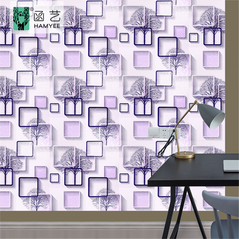 Luxury modern 3d wall panels wall interior molds purple removable pvc contact paper wallpaper for home decoration