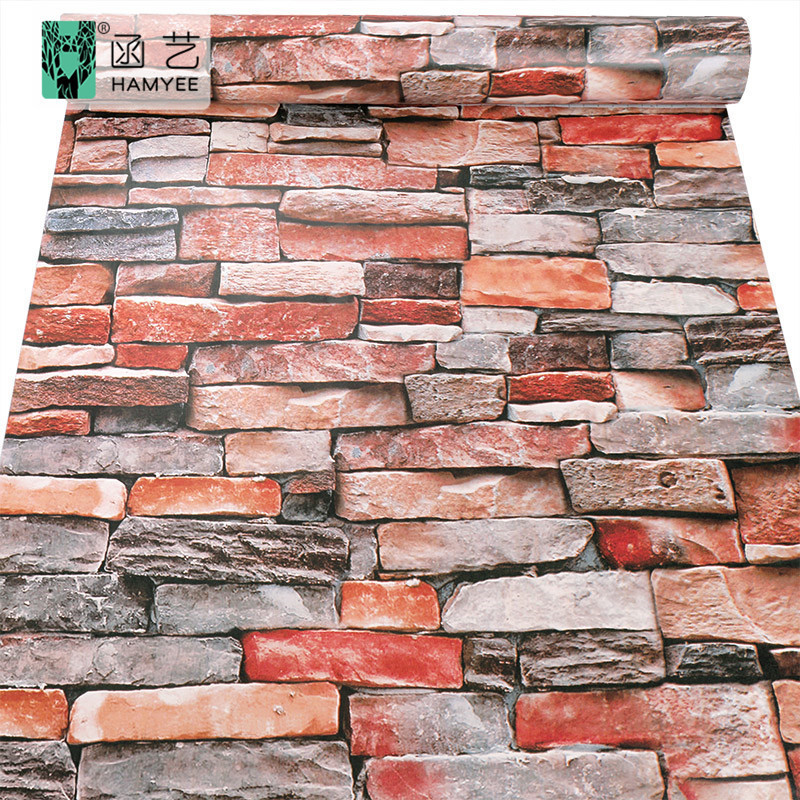 Peel and Stick Self Adhesive 3D Rock Wallpaper Stacked Stone Wallpaper-Faux Brick Wallpaper