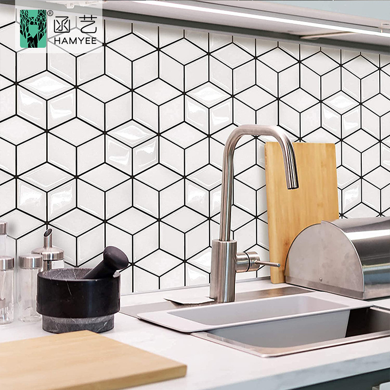 3d sticker mosaic kitchen wall tiles backsplash mosaic pvc wall tile self adhesive wallpaper