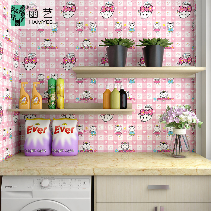 pvc self adhesive sticker kitty pink home interior home decoration wallpaper baby boy for room