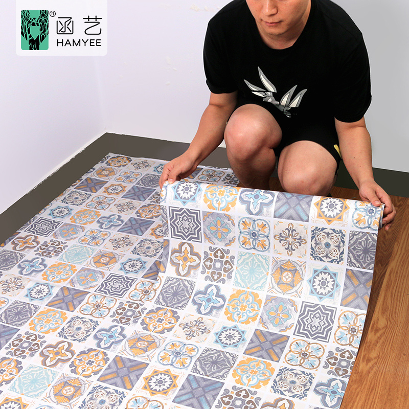 bathroom self adhesive thicken wallpaper waterproof vinyl peel and stick 3d floor sticker pvc flooring roll