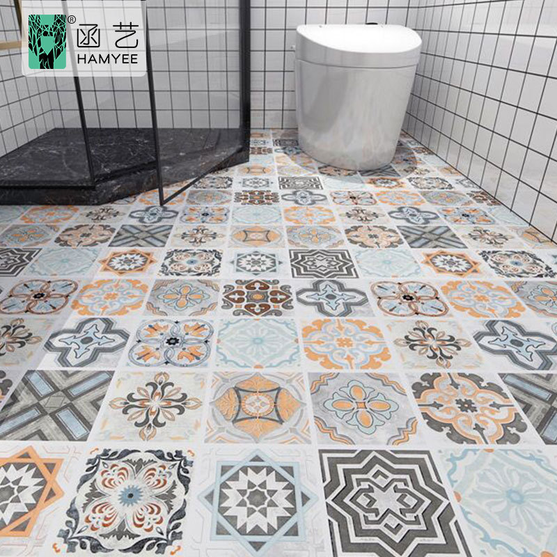 wall paper floor sticker flank tiles plastic pvc floor covering for room