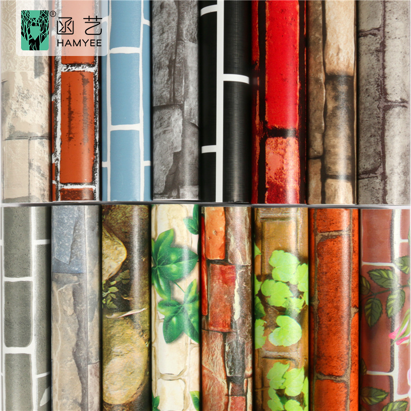 Factory supply cheap wall paper rolls 3d brick pvc self adhesive wallpaper