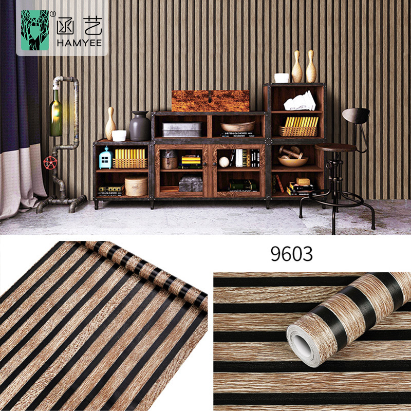 Self-Adhesive Wood Stripe Grain Wall Paper Rolls Peel and Stick Contact Paper PVC Vinyl Film Removable Waterproof wallpaper