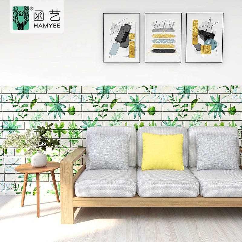 children room boutique wallpaper foam white with plant wall 3d sticker decoration wallpaper 3 d