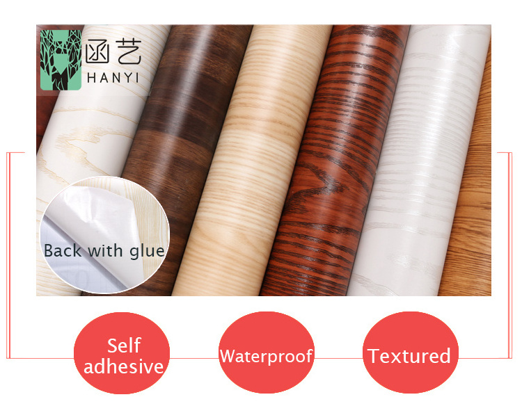 Nature 3d wood grain wallpaper pvc decorative film self adhesive lows contact paper  for furniture