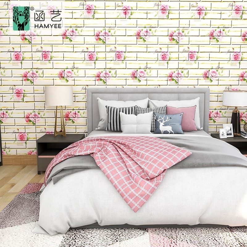 children room boutique wallpaper foam white with plant wall 3d sticker decoration wallpaper 3 d