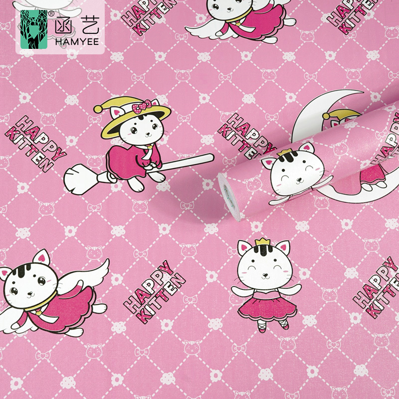 pvc self adhesive sticker kitty pink home interior home decoration wallpaper baby boy for room