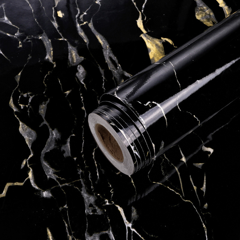 Factory Price Vinyl Wallpaper Peel and Stick Self Adhesive Black Marble Vinyl Tiles