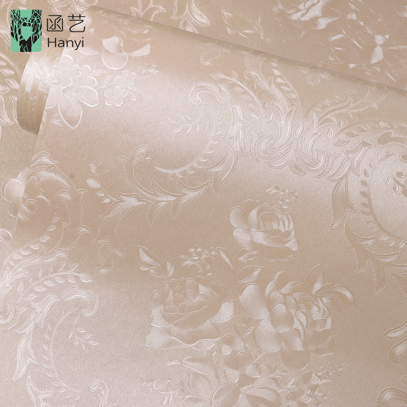 Damascus pattern PVC deep embossed living room wallpaper with strong glue