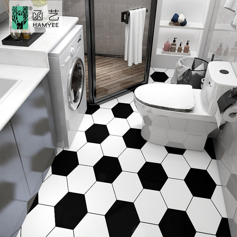 bathroom self adhesive thicken wallpaper waterproof vinyl peel and stick 3d floor sticker pvc flooring roll