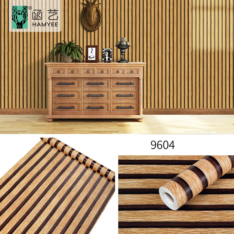 Self-Adhesive Wood Stripe Grain Wall Paper Rolls Peel and Stick Contact Paper PVC Vinyl Film Removable Waterproof wallpaper