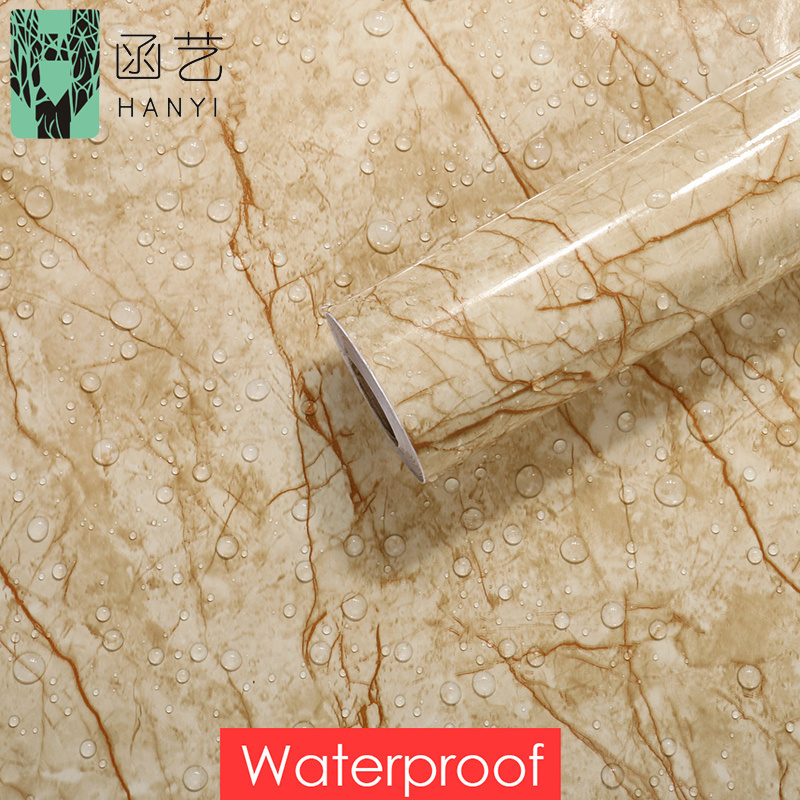 Removable plastic waterproof wallpaper for bathrooms self adhesive vinyl marble wallpaper