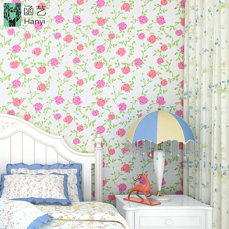 Beautiful home wallpaper sticker rose flower wall paper for bedroom decoration