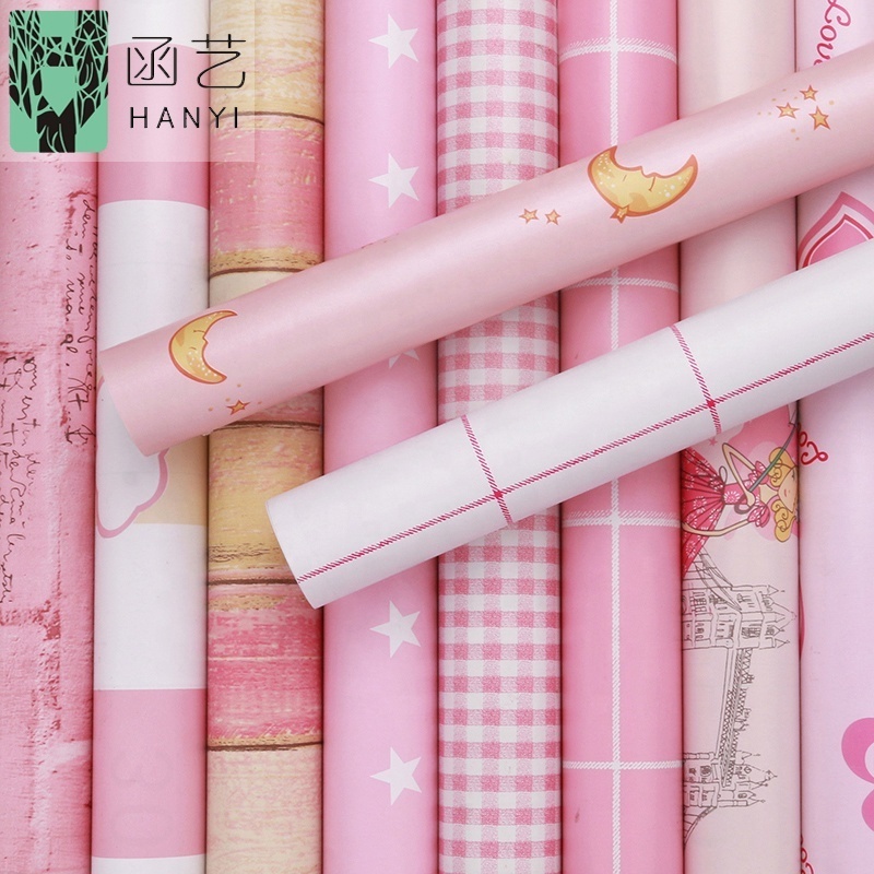 Romantic Candy Colour Princess Breathable Home Decor Self Stick Living Room Bedroom Cozy Wallpaper