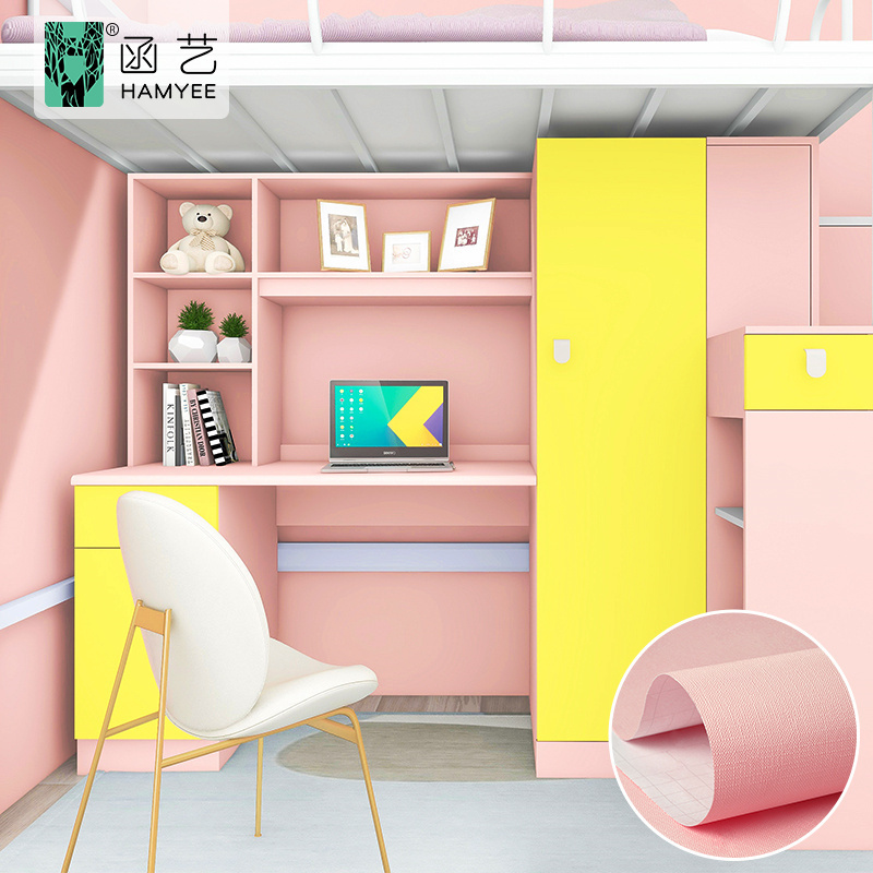 Solid pure color pink modern design peel and stick wallpaper for girl's bedroom