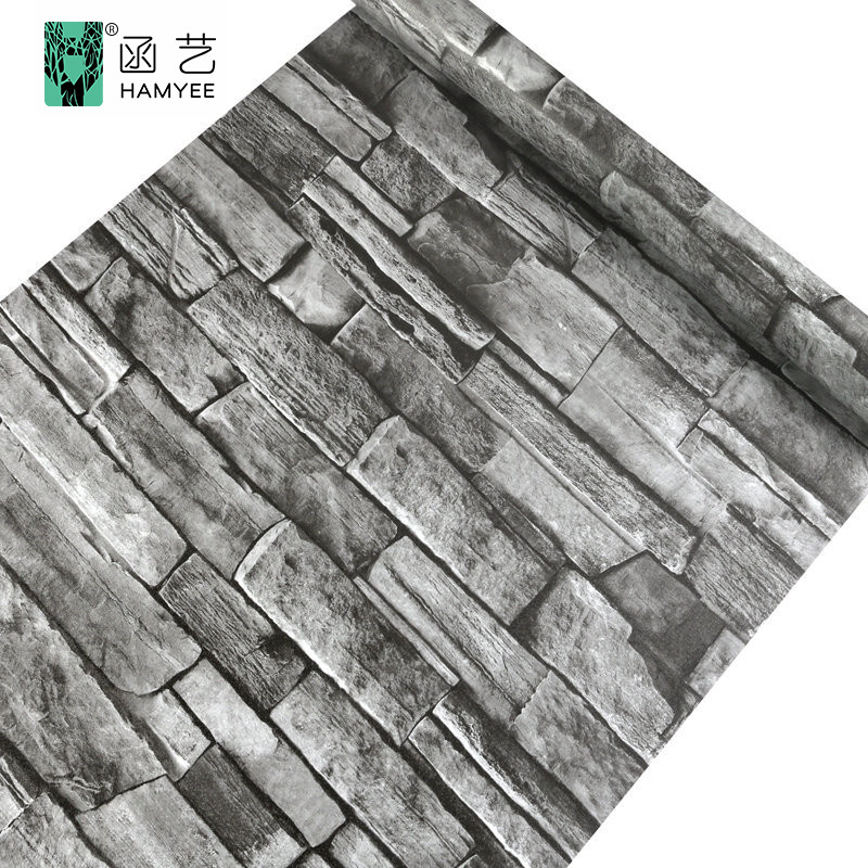 Free sample grey brick design pvc self-adhesive sticker wallpaper for wall